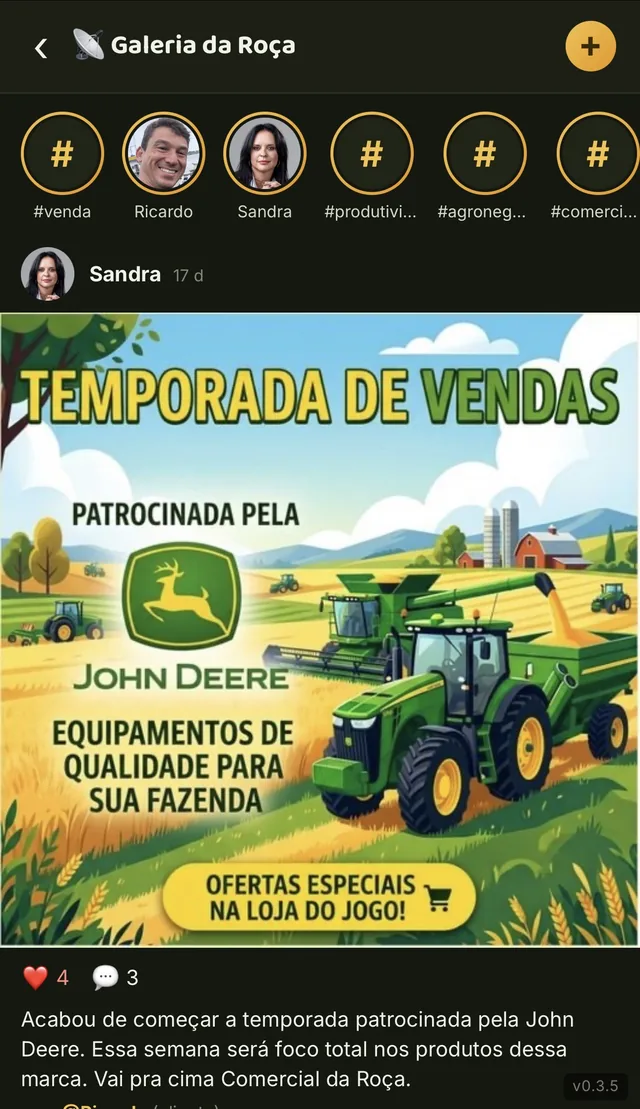 Cadumi team feed with a sales season sponsored by John Deere